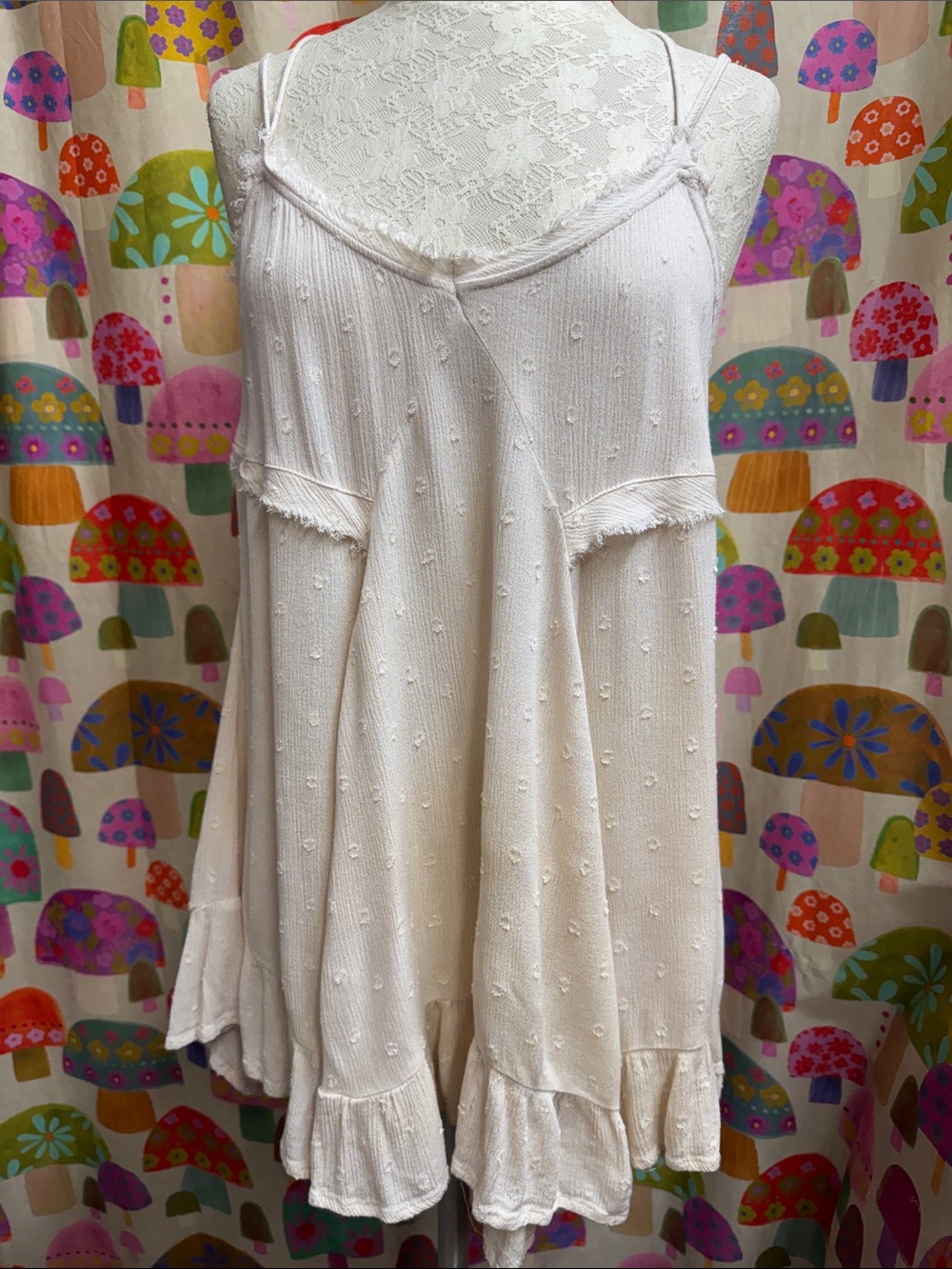 Easel Swiss Dot Spaghetti Strap Swing Top. Medium
